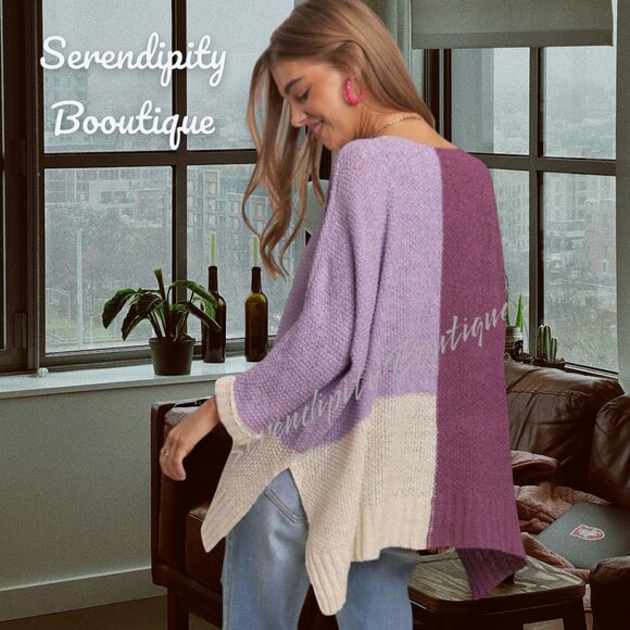 Passionate Purple Boho Beauty Dolman Handkerchief Uber Baggy Loose Knit Soft Swe - Picture 4 of 8